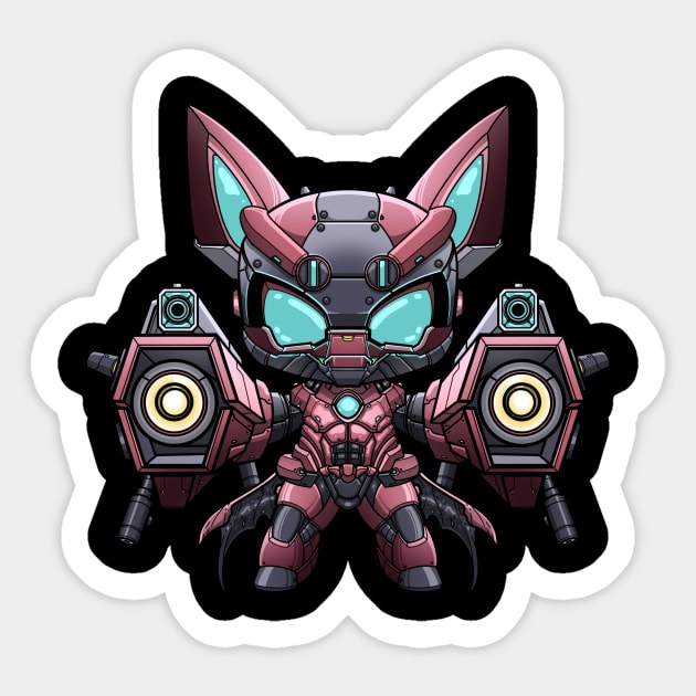 The Tiny Titan - Chibi Batman Robot Sticker by eleazarion